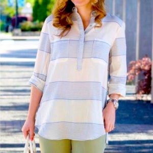 Lou & Grey Blue & White Striped Relaxed Top size Small